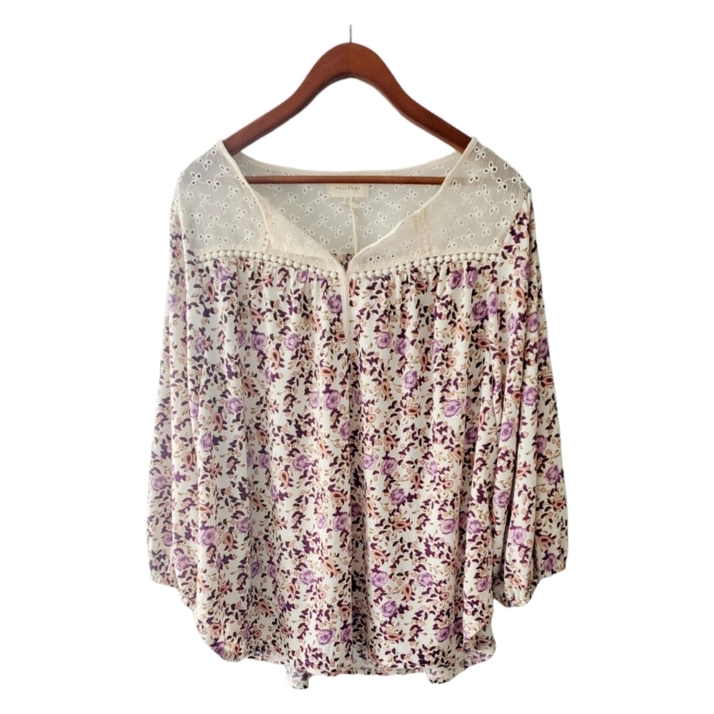 Melloday Floral Lightweight Blouse Plus Size 2X New with Tags